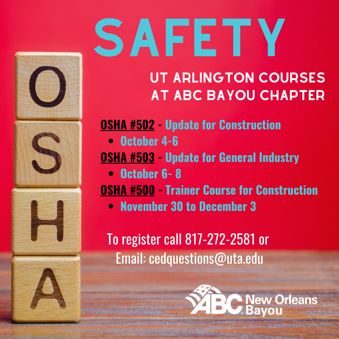 Bayou Chapter Uploads Safety Arlington courses